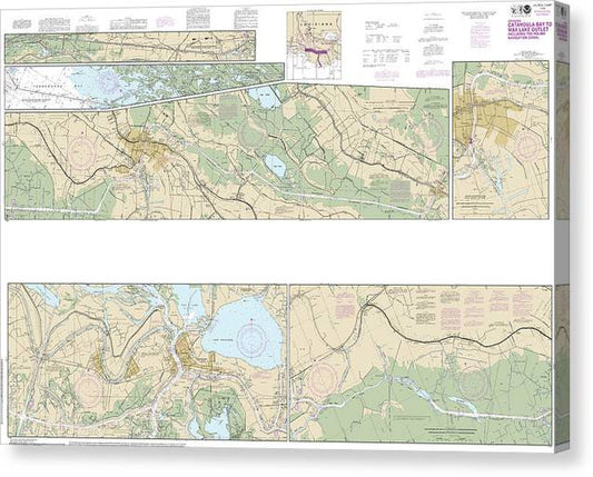Nautical Chart-11355 Intracoastal Waterway Catahoula Bay-Wax Lake Outlet Including The Houma Navigation Canal Canvas Print