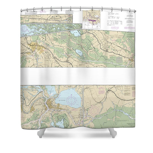 Nautical Chart 11355 Intracoastal Waterway Catahoula Bay Wax Lake Outlet Including The Houma Navigation Canal Shower Curtain