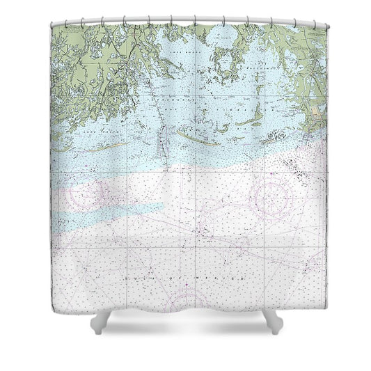 Nautical Chart 11357 Timbalier Terrebonne Bays Shower Curtain
