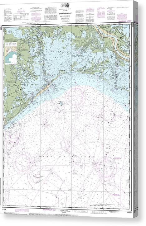 Nautical Chart-11358 Barataria Bay-Approaches Canvas Print
