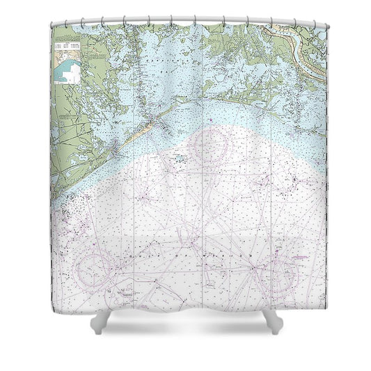Nautical Chart 11358 Barataria Bay Approaches Shower Curtain