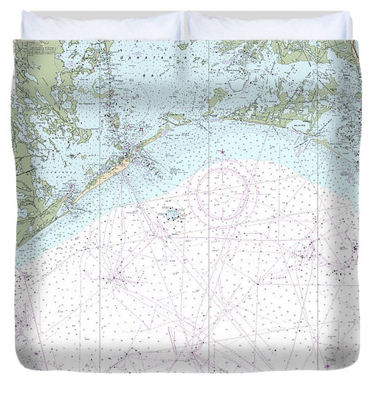 Nautical Chart 11358 Barataria Bay Approaches Duvet Cover