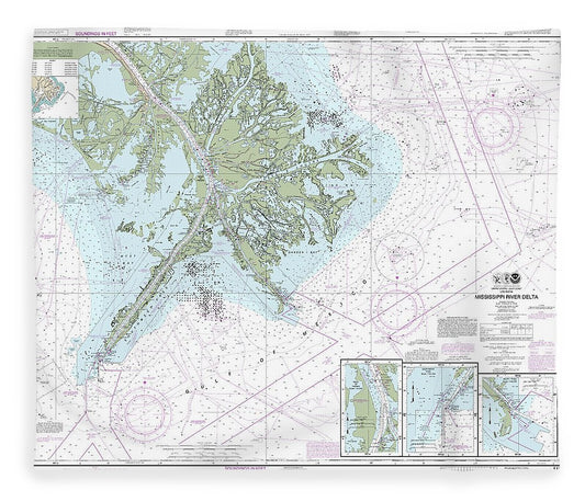 Nautical Chart 11361 Mississippi River Delta, Southwest Pass, South Pass, Head Passes Blanket