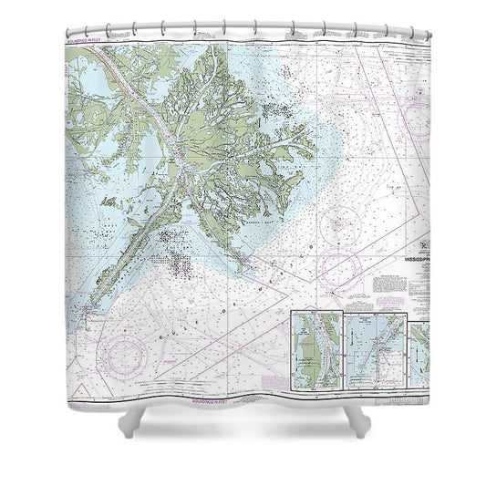Nautical Chart 11361 Mississippi River Delta, Southwest Pass, South Pass, Head Passes Shower Curtain