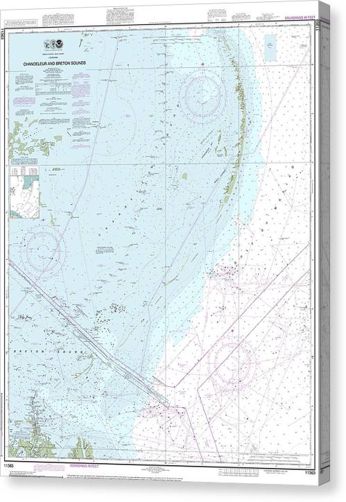 Nautical Chart-11363 Chandeleur-Breton Sounds Canvas Print