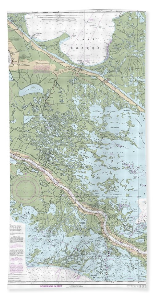 Nautical Chart-11364 Mississippi River-venice-new Orleans - Bath Towel