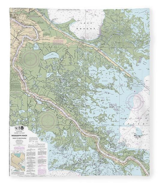 Nautical Chart 11364 Mississippi River Venice New Orleans Blanket