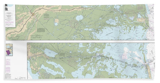 Nautical Chart-11365 Barataria-bayou Lafourche Waterways Intracoastal Waterway-gulf-mexico - Bath Towel
