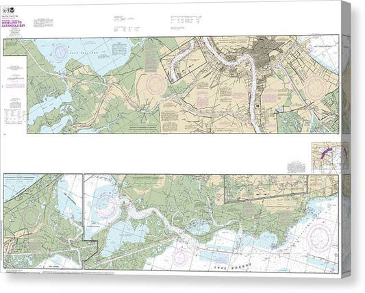 Nautical Chart-11367 Intracoastal Waterway Waveland-Catahoula Bay Canvas Print