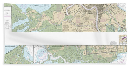 Nautical Chart-11367 Intracoastal Waterway Waveland-catahoula Bay - Bath Towel