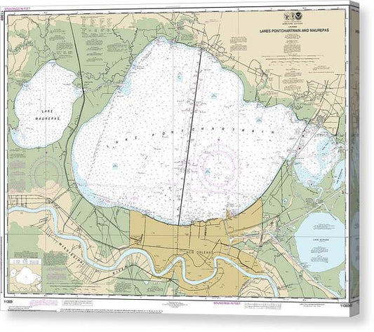Nautical Chart-11369 Lakes Pontchartrain-Maurepas Canvas Print