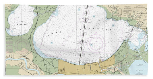 Nautical Chart-11369 Lakes Pontchartrain-maurepas - Bath Towel