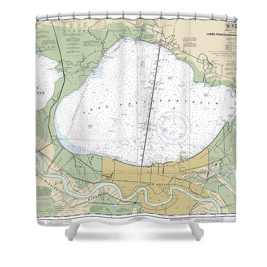 Nautical Chart 11369 Lakes Pontchartrain Maurepas Shower Curtain