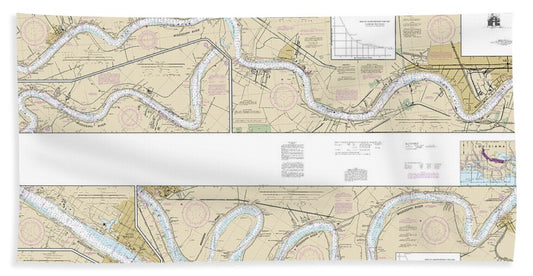 Nautical Chart-11370 Mississippi River-new Orleans-baton Rouge - Bath Towel