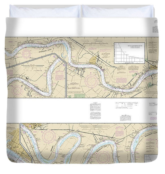 Nautical Chart 11370 Mississippi River New Orleans Baton Rouge Duvet Cover