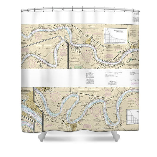 Nautical Chart 11370 Mississippi River New Orleans Baton Rouge Shower Curtain