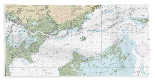 Nautical Chart-11371 Lake Borgne-approaches Cat Island-point Aux Herbes - Bath Towel