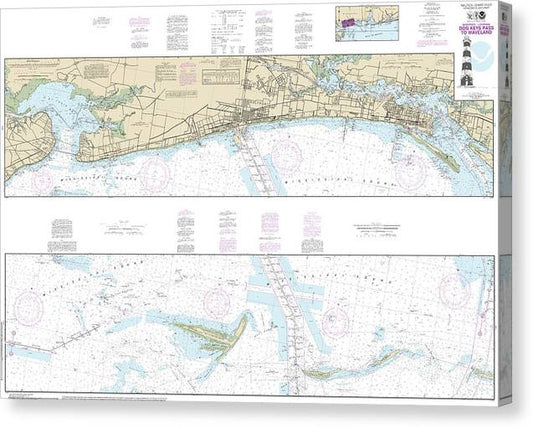 Nautical Chart-11372 Intracoastal Waterway Dog Keys Pass-Waveland Canvas Print