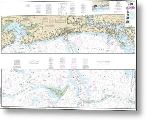 A beuatiful Metal Print of the Nautical Chart-11372 Intracoastal Waterway Dog Keys Pass-Waveland - Metal Print by SeaKoast.  100% Guarenteed!
