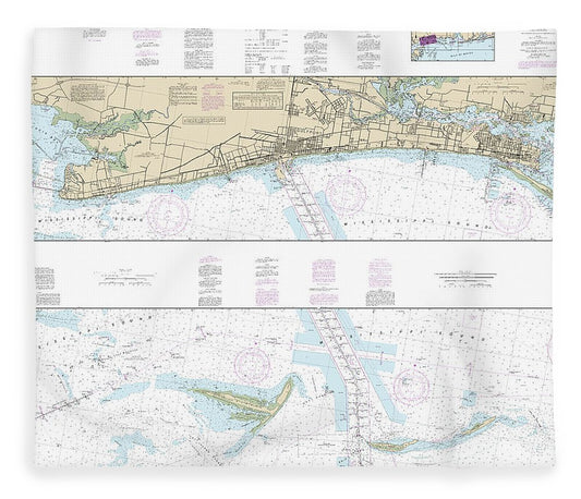 Nautical Chart 11372 Intracoastal Waterway Dog Keys Pass Waveland Blanket