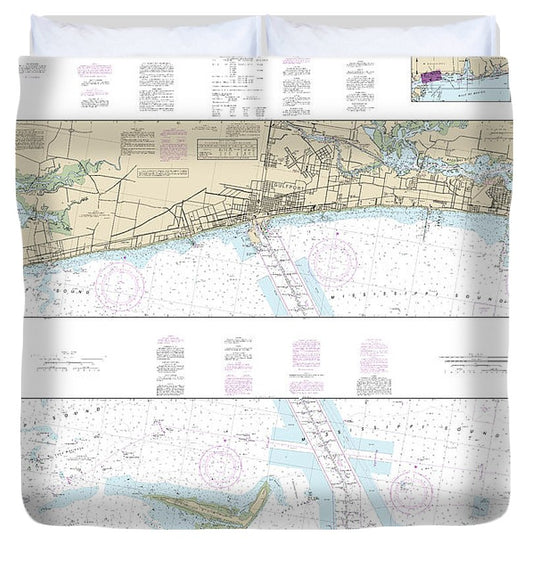 Nautical Chart 11372 Intracoastal Waterway Dog Keys Pass Waveland Duvet Cover