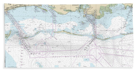 Nautical Chart-11373 Mississippi Sound-approaches Dauphin Island-cat Island - Bath Towel
