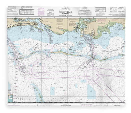 Nautical Chart 11373 Mississippi Sound Approaches Dauphin Island Cat Island Blanket