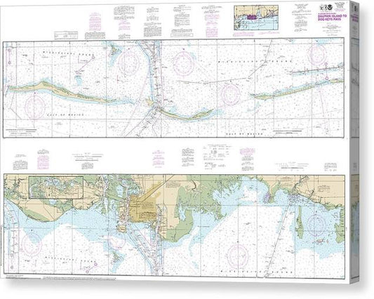 Nautical Chart-11374 Intracoastal Waterway Dauphin Island-Dog Keys Pass Canvas Print