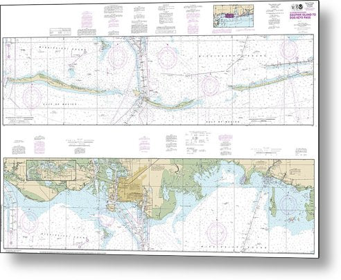 A beuatiful Metal Print of the Nautical Chart-11374 Intracoastal Waterway Dauphin Island-Dog Keys Pass - Metal Print by SeaKoast.  100% Guarenteed!