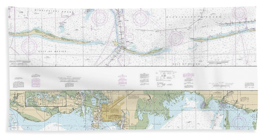 Nautical Chart-11374 Intracoastal Waterway Dauphin Island-dog Keys Pass - Bath Towel
