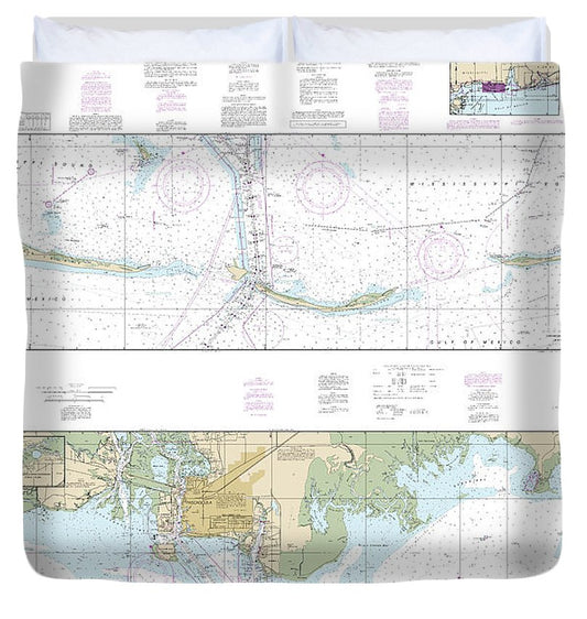 Nautical Chart 11374 Intracoastal Waterway Dauphin Island Dog Keys Pass Duvet Cover