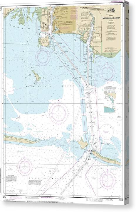 Nautical Chart-11375 Pascagoula Harbor Canvas Print