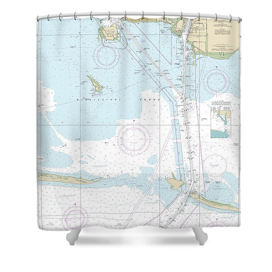 Nautical Chart 11375 Pascagoula Harbor Shower Curtain