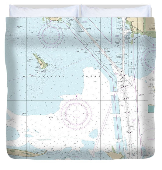Nautical Chart 11375 Pascagoula Harbor Duvet Cover