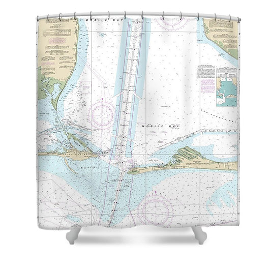 Nautical Chart 11377 Mobile Bay Approaches Lower Half Shower Curtain