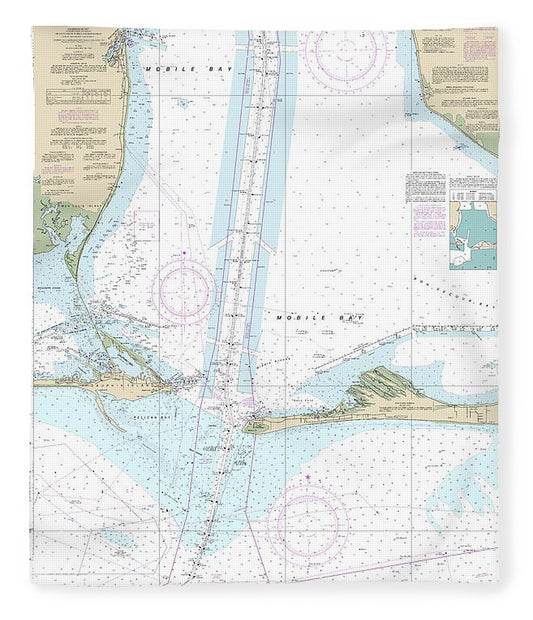 Nautical Chart 11377 Mobile Bay Approaches Lower Half Blanket