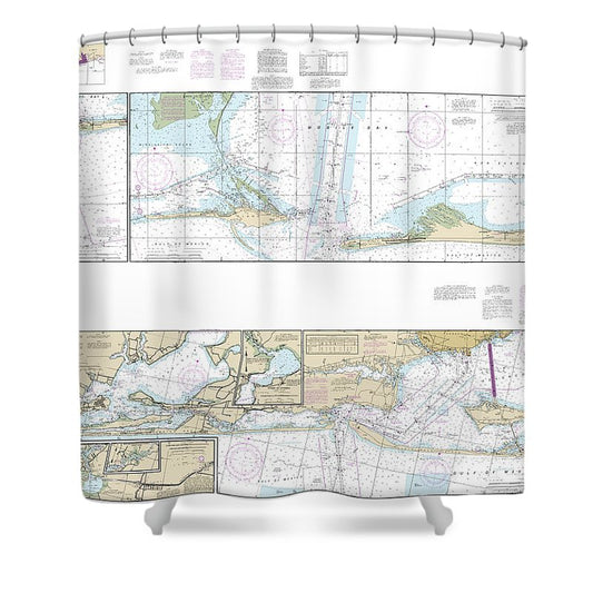 Nautical Chart 11378 Intracoastal Waterway Santa Rosa Sound Dauphin Island Shower Curtain