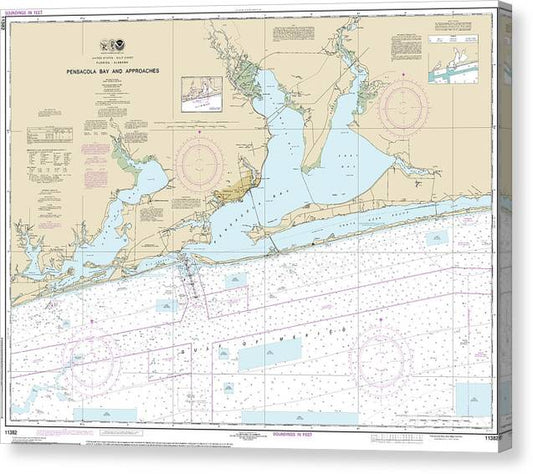 Nautical Chart-11382 Pensacola Bay-Approaches Canvas Print
