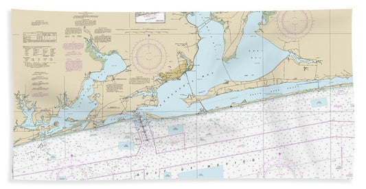 Nautical Chart-11382 Pensacola Bay-approaches - Bath Towel