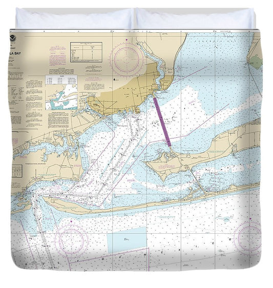 Nautical Chart 11383 Pensacola Bay Duvet Cover