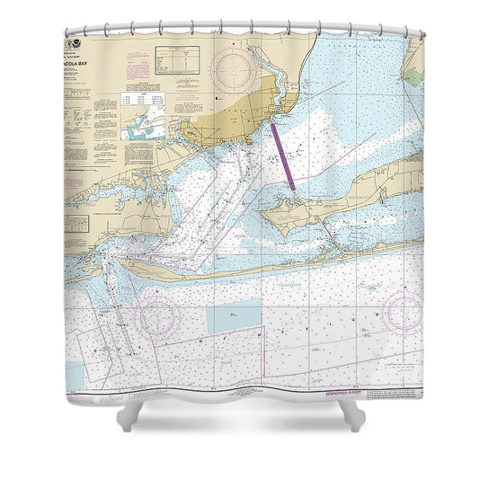 Nautical Chart 11383 Pensacola Bay Shower Curtain