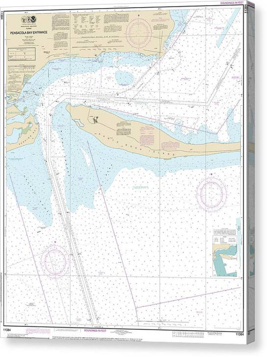 Nautical Chart-11384 Pensacola Bay Entrance Canvas Print