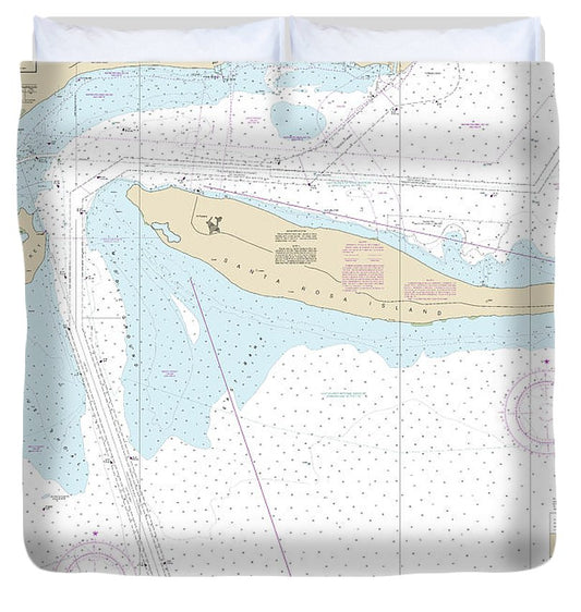 Nautical Chart 11384 Pensacola Bay Entrance Duvet Cover