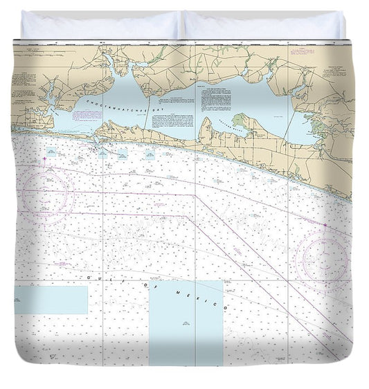 Nautical Chart 11388 Choctawhatchee Bay Duvet Cover