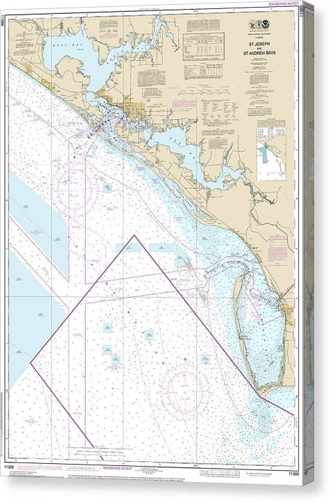 Nautical Chart-11389 St Joseph-St Andrew Bays Canvas Print