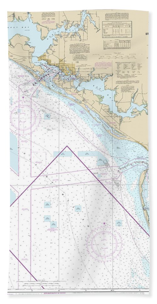 Nautical Chart-11389 St Joseph-st Andrew Bays - Bath Towel