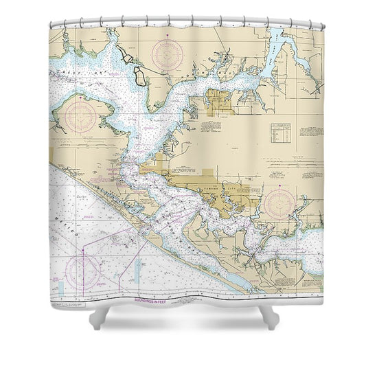 Nautical Chart 11390 Intracoastal Waterway East Bay West Bay Shower Curtain