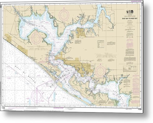 A beuatiful Metal Print of the Nautical Chart-11390 Intracoastal Waterway East Bay-West Bay - Metal Print by SeaKoast.  100% Guarenteed!