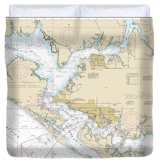 Nautical Chart 11390 Intracoastal Waterway East Bay West Bay Duvet Cover