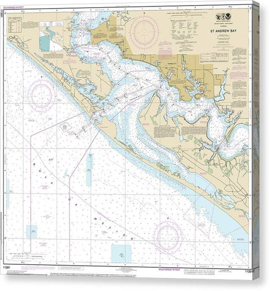 Nautical Chart-11391 St Andrew Bay Canvas Print